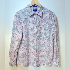 Alan Flusser size Large linen and cotton‎ blend paisley pattern button down